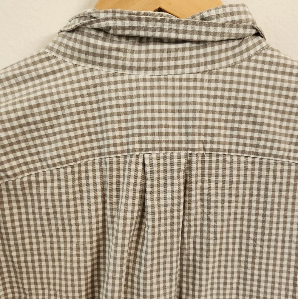 Leum For J Crew‎ Men's Slim Gray Plaid Casual Button Down Stretch Shirt Large